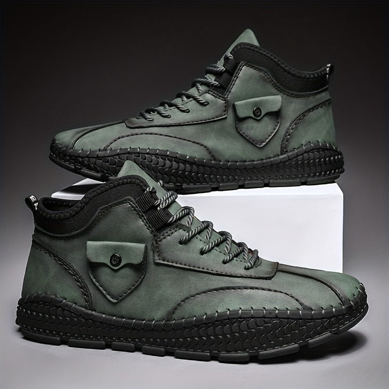 Men's Solid Low Top Lace up Boots Outdoor Walking Shoes