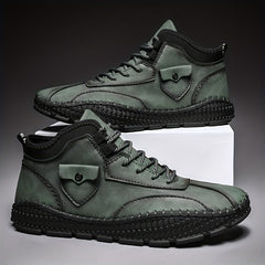 Men's Solid Low Top Lace up Boots Outdoor Walking Shoes