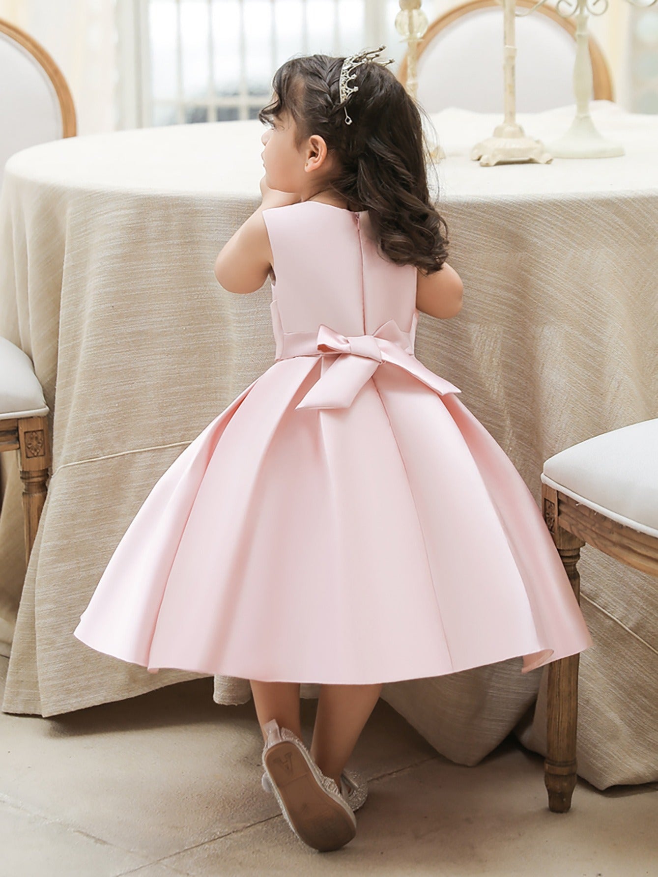 Baby Girl 1 Yr Dress Princess Twill Thick Satin Bow Baby Dress