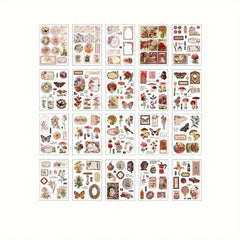 20pcs PET Retro Illustrated Journal Decorative Stickers