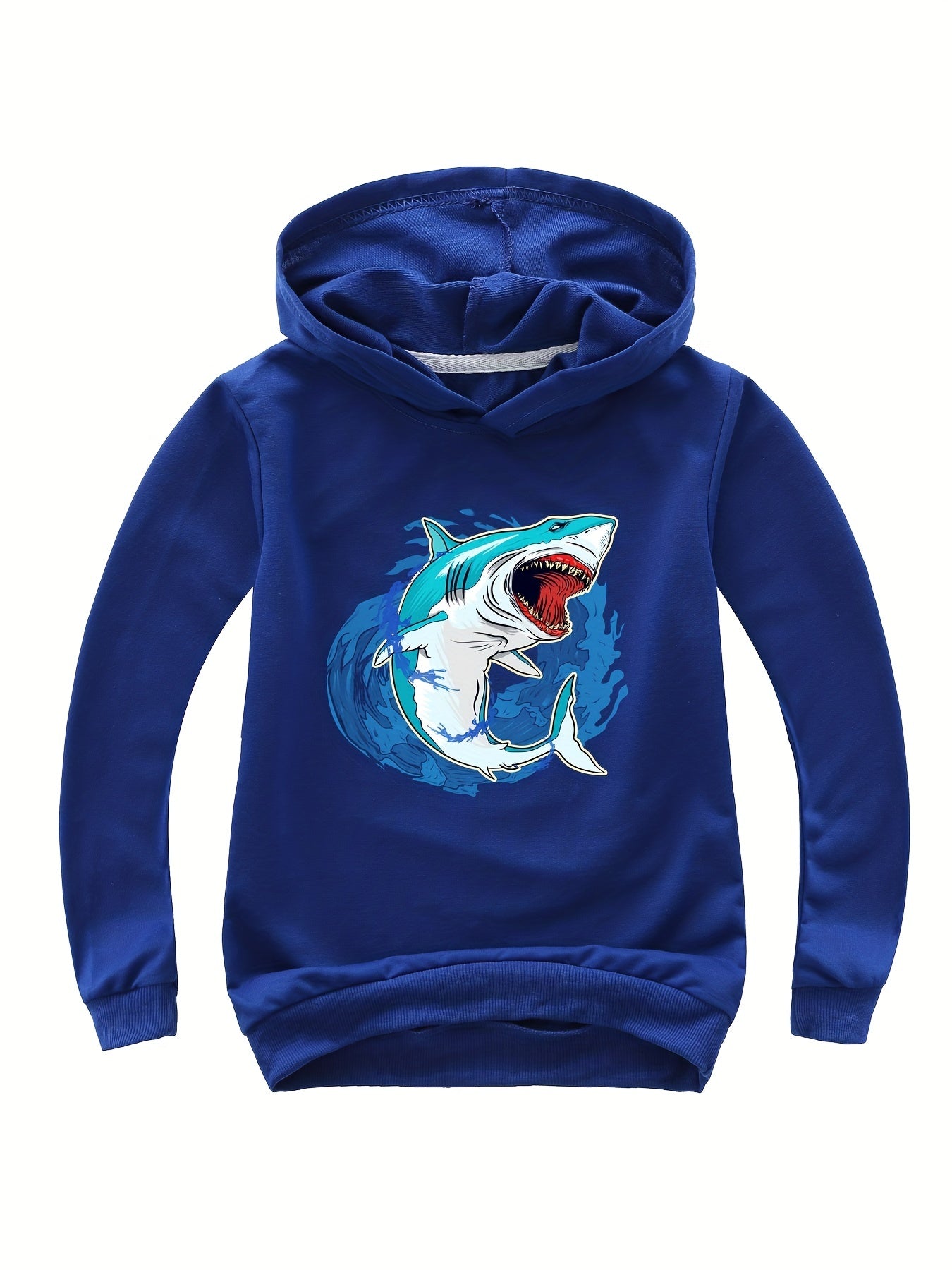 Youth Cartoon Shark Graphic Funky Hoodie Kid's Loose Comfortable Sweatshirt