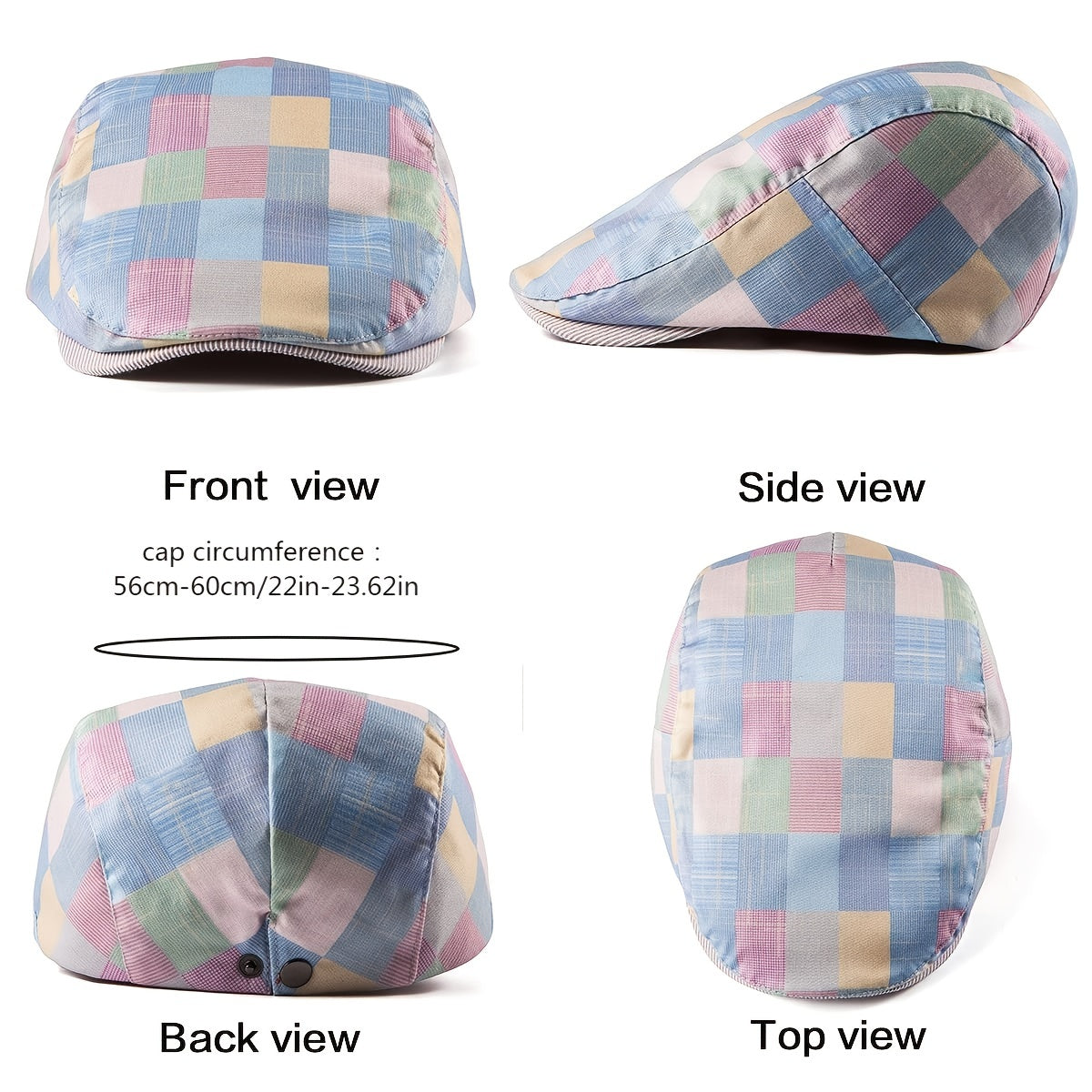 Plaid Style Newsboy Hat Men's Casual Painter Hat