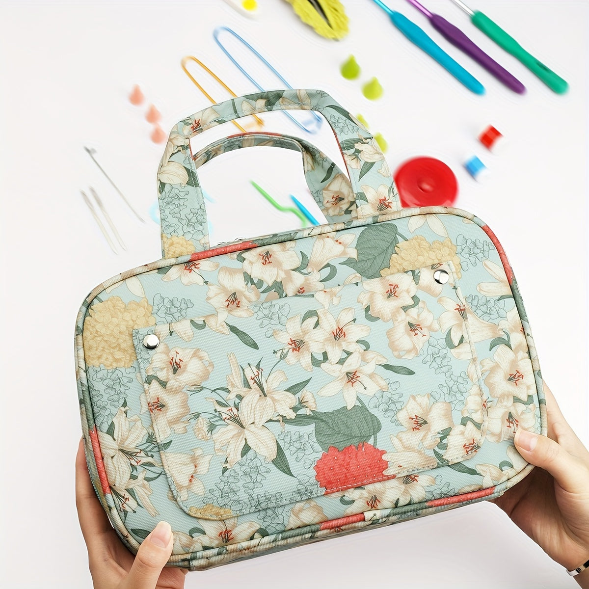Crochet Bag Travel Organizer Empty Zipper Bag Knitting Needle Case