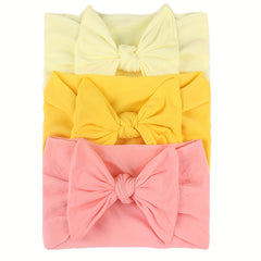 3pc Nylon Bow Soft Baby Headband Set 0-3 Years