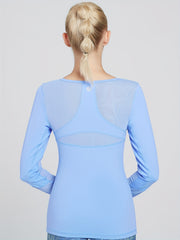 Solid Stitching Breathable Long Sleeve T Shirt for Yoga Fitness Running