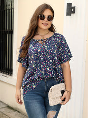 Boho Blouse Women's Plus Ditsy Floral Print Top