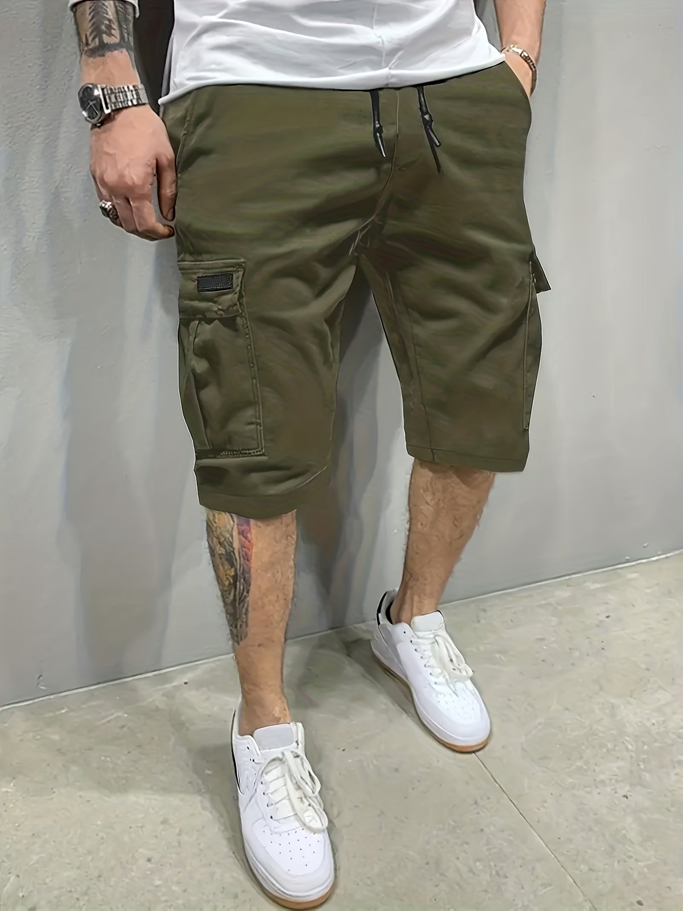 Men's Breathable Cargo Short Pants with Flap Pocket for Hiking Fishing