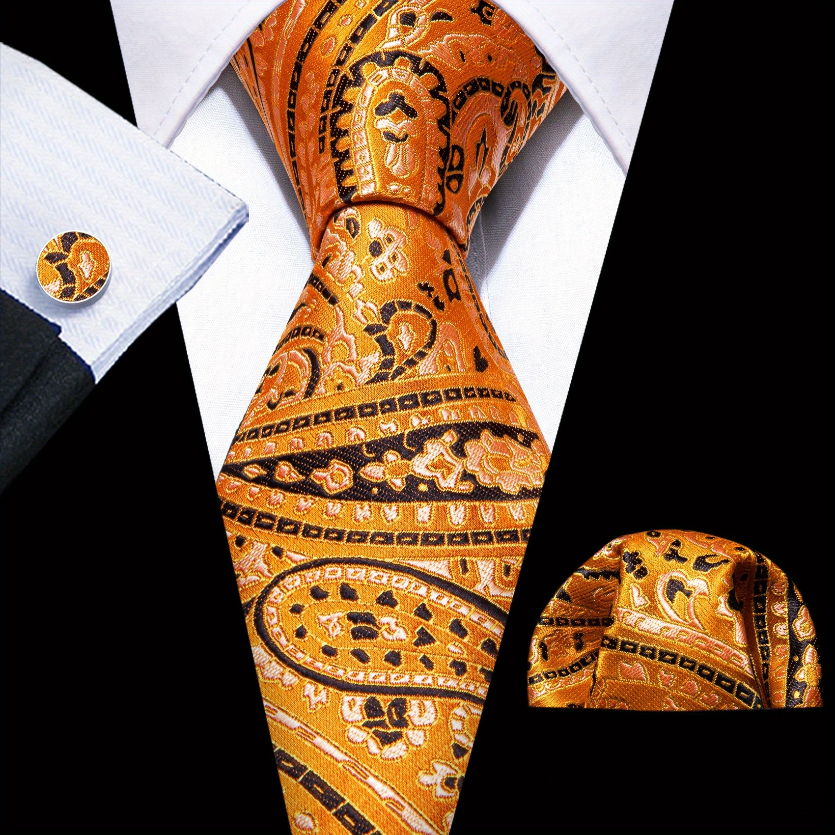 Barry Wang Men's Neckties Paisley Pocket Set