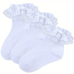 Girls Lace Ruffle Bow Socks for Autumn/Spring