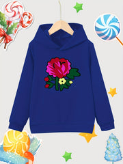 Floral Pattern Girl's Cotton Hoodie Active Breathable Hooded