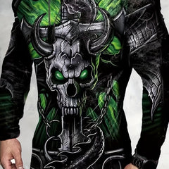 Bull Skull 3D Print Men's Sweatshirt Loose Pullover for Autumn Winter