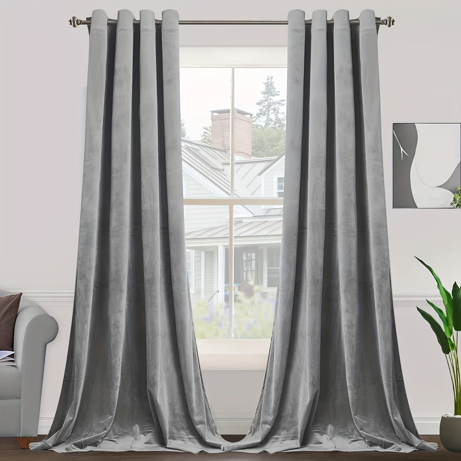 Blackout Velvet Curtains for Bedroom Living Room Soft Grommet Top