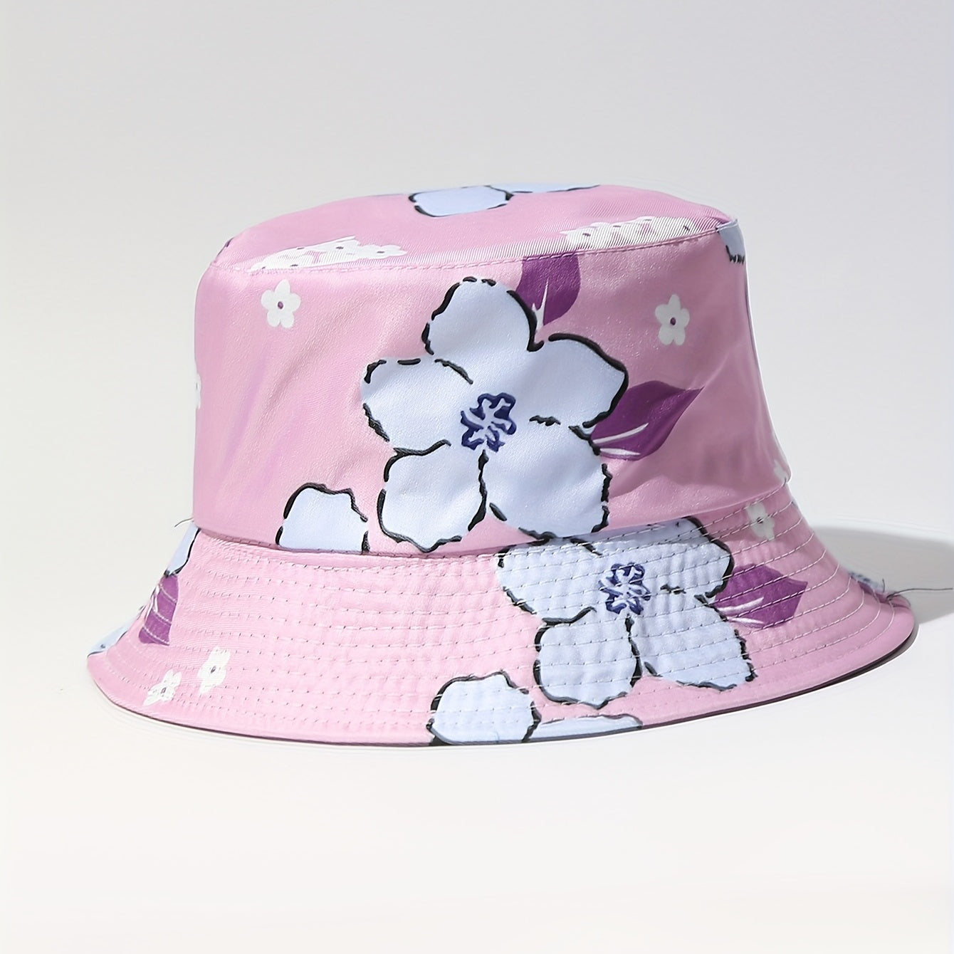 Flower Print Bucket Hat Pink Lightweight Sun Hat