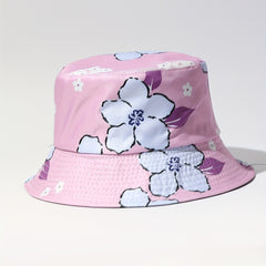 Flower Print Bucket Hat Pink Lightweight Sun Hat
