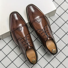 Men's Lace-Up Low-Top Brogue Dress Shoes