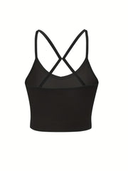 4pcs Ribbed Cross Back Cami Tops No Padding Women's Lingerie