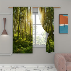 2pcs Sunlight Forest Printed Curtains Decorative Home Decor