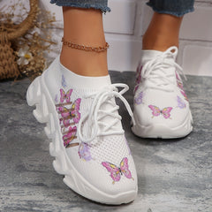Breathable Butterfly Print Non-slip Running Shoes Lightweight Outdoor Sneakers