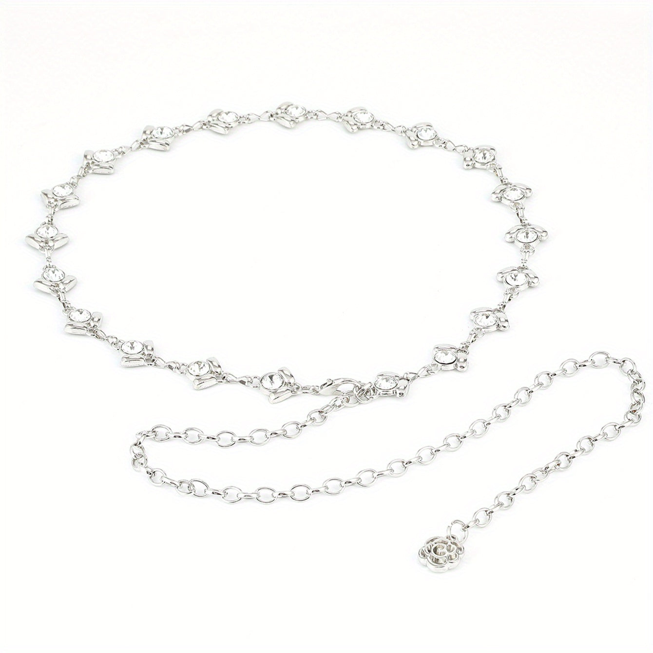 Rhinestone Waist Chain Flower Pendant Decorative Girdle Jewelry