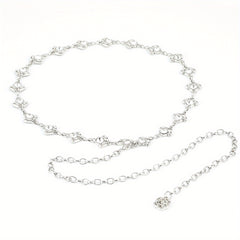Rhinestone Waist Chain Flower Pendant Decorative Girdle Jewelry