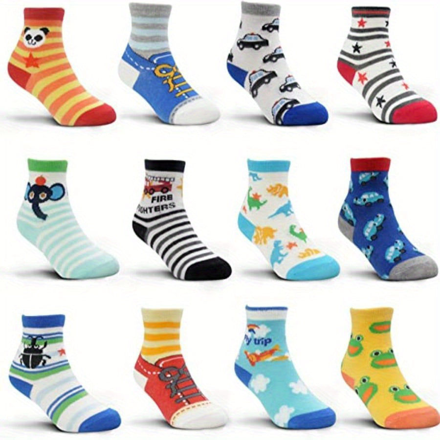 12pairs Kids Anti-Skid Breathable Sports Socks
