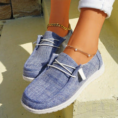 Women's Lightweight Canvas Shoes Lace Up Low Top Comfortable Outdoor Shoes