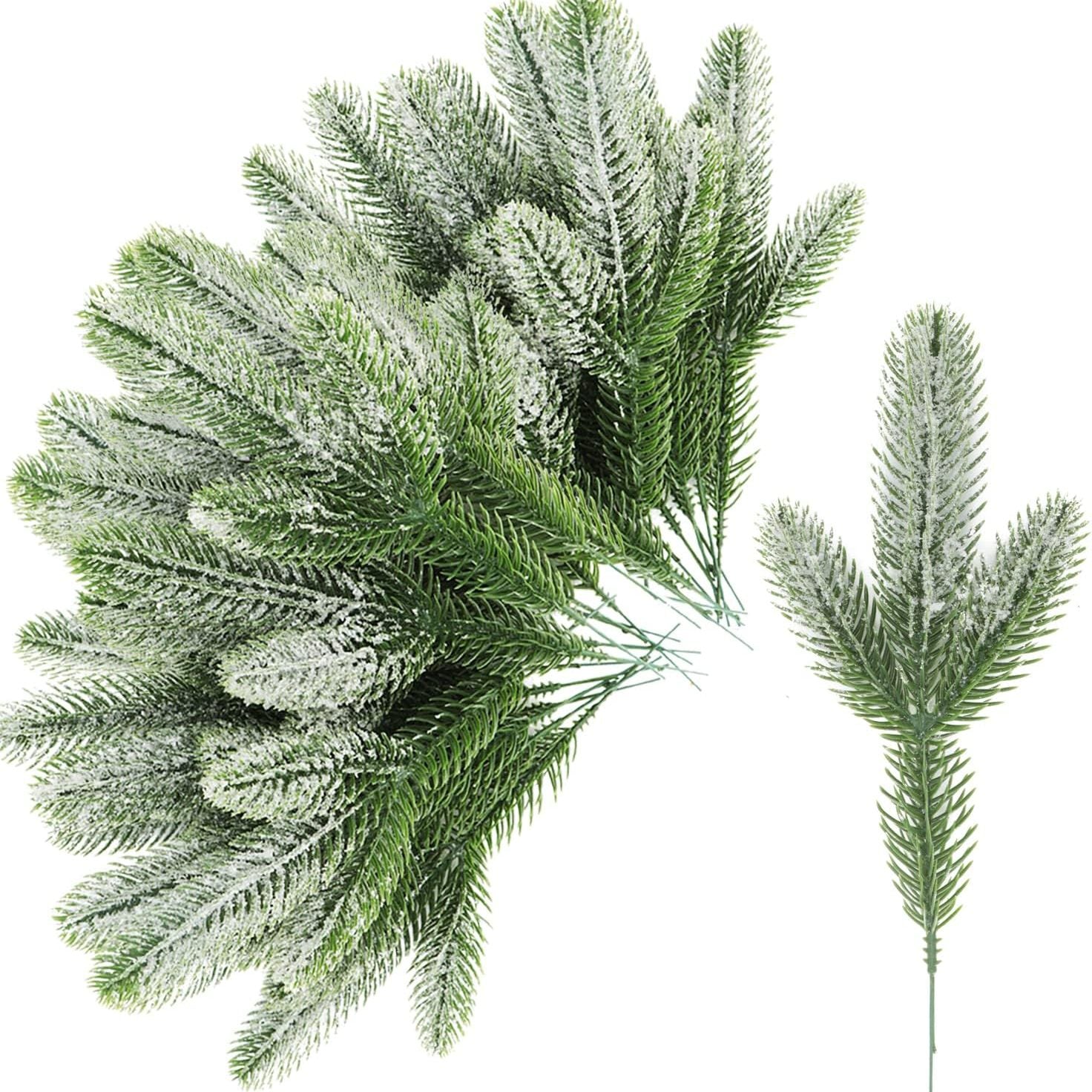 12pcs Artificial Pine Branches Green Plants DIY Accessories For Garland Wreath