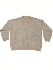 Solid Long Sleeve Knit Cardigan Single Breasted