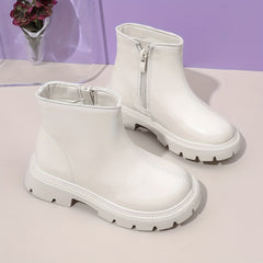 Girls Solid Zipper Boots Comfortable Non Slip for Indoor Outdoor Travel