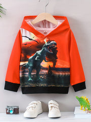 Dino 3D Print Boys Hooded Sweatshirt for Spring Fall