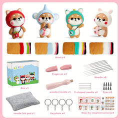 Needle Felting Kit for Beginners Dog Shiba DIY Craft Material Package