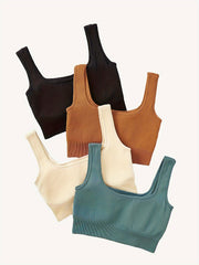4pcs Solid Sports Bra Removable Cup Wirefree Yoga Running Workout Bra