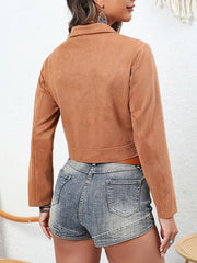 Vintage Solid Crop Jacket Long Sleeve