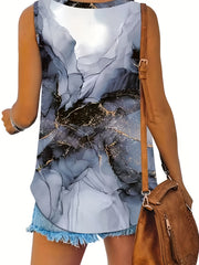 Mable Print V Neck Tank Top Women's Sleeveless Casual Summer Top