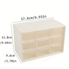 Plastic Desktop Drawer Organizer With 9 Cubes Storage Box Waterproof