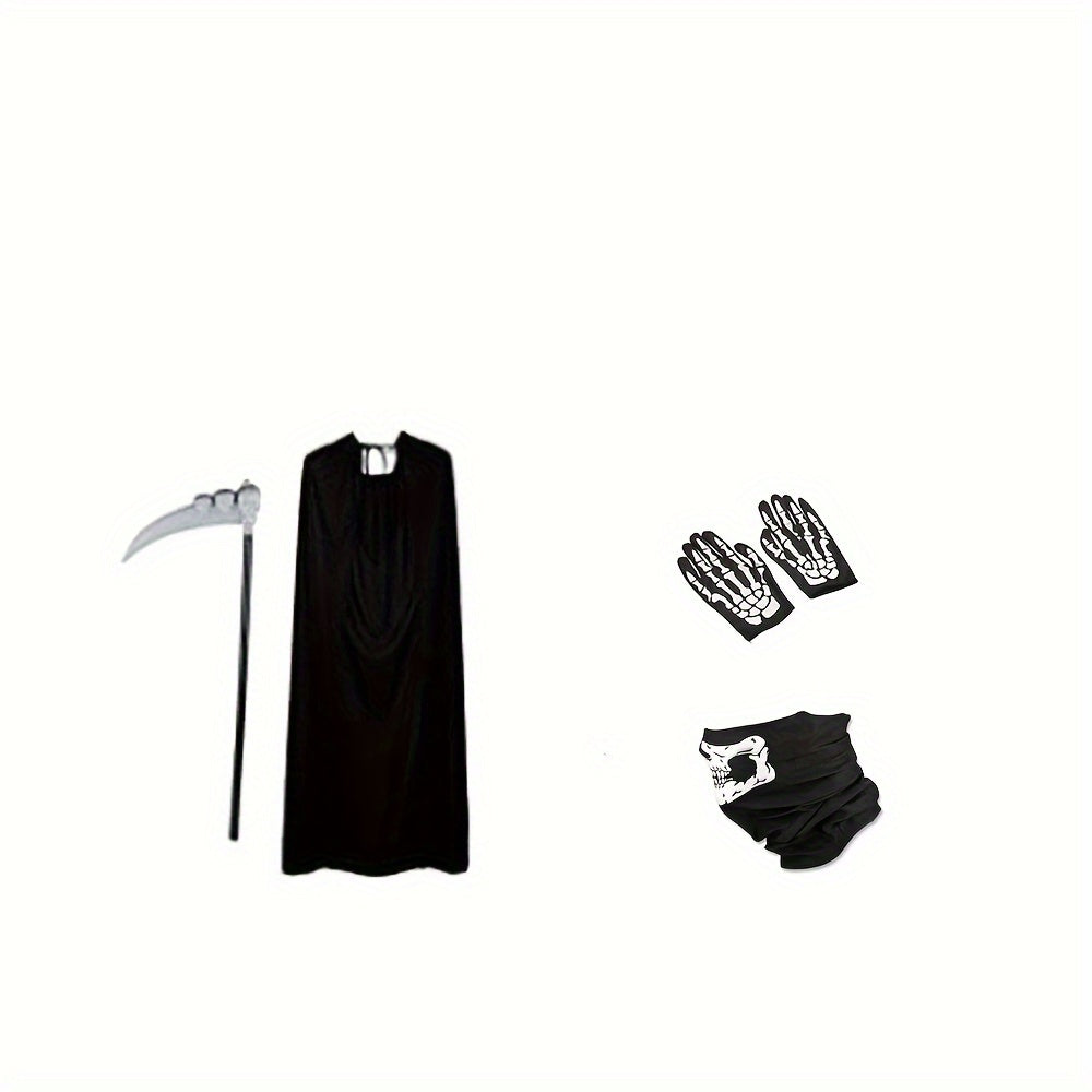 Party Cloak Skull Face Mask And Gloves Set for Cosplay Props