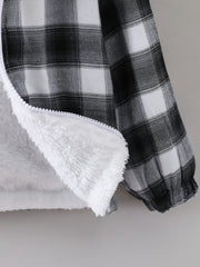 Boys Plaid Hooded Fleece Zip Up Jacket