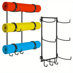 Wall Mount Yoga Mat Holder Rack 3 Layer Gym Storage