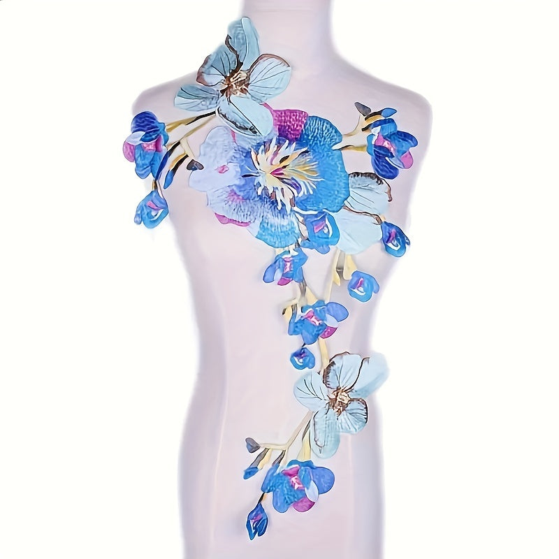 Peony Water Soluble 3D Embroidered Applique Flower Patch Dress Sew On Patches