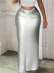 Sexy Split Maxi Bodycon Metallic Skirt