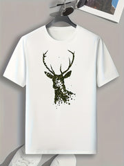 Deer Pattern Print Men's Sports T shirt Graphic Tee For Fitness Activities
