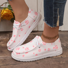Cartoon Pattern Women's Skate Shoes - Hearts & Dog Paws