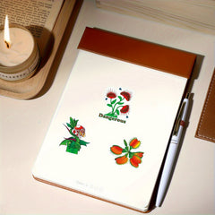 50 Sheets Insect Catching Plant Cartoon Waterproof Stickers