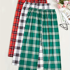 Cozy Plaid Print Sleep Bottoms for Women