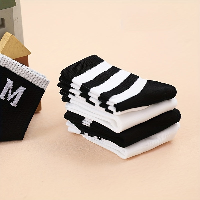 5 Pairs Boys Casual Knit Socks Thin Mesh Breathable Soft Seamless Toe Socks