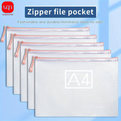 100pcs Mesh Zipper Bag File Bag Waterproof File Folder Pink