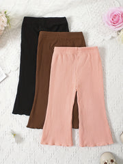 Baby Flared Pants Girls Elastic Ruffle Trim Casual Trousers 3pcs Set