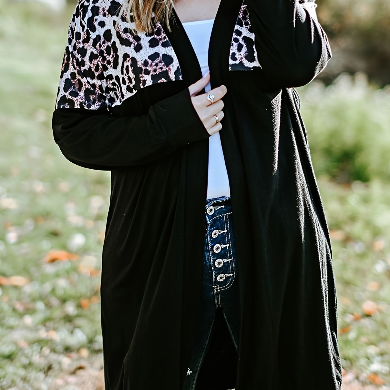 Leopard Print Long Sleeve Plus Cardigan