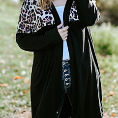 Leopard Print Long Sleeve Plus Cardigan