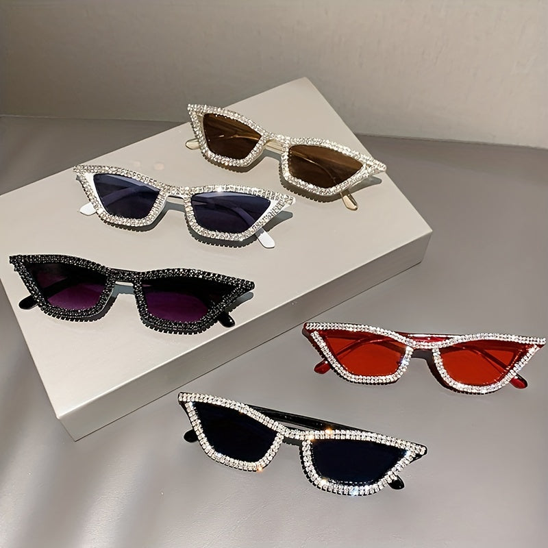Y2K Cat Eye Sunglasses Rhinestone Tinted Glasses UV400